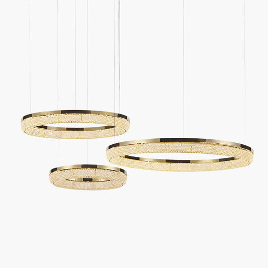 Round Ring Crystal Modern Metal Chandeliers