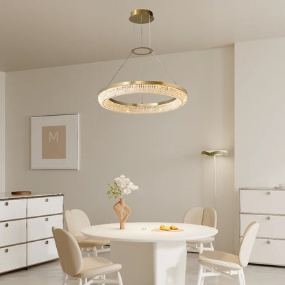 Round Ring Crystal Modern Metal Chandeliers