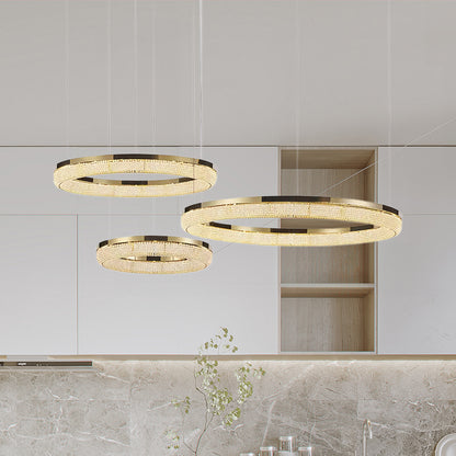 Round Ring Crystal Modern Metal Chandeliers