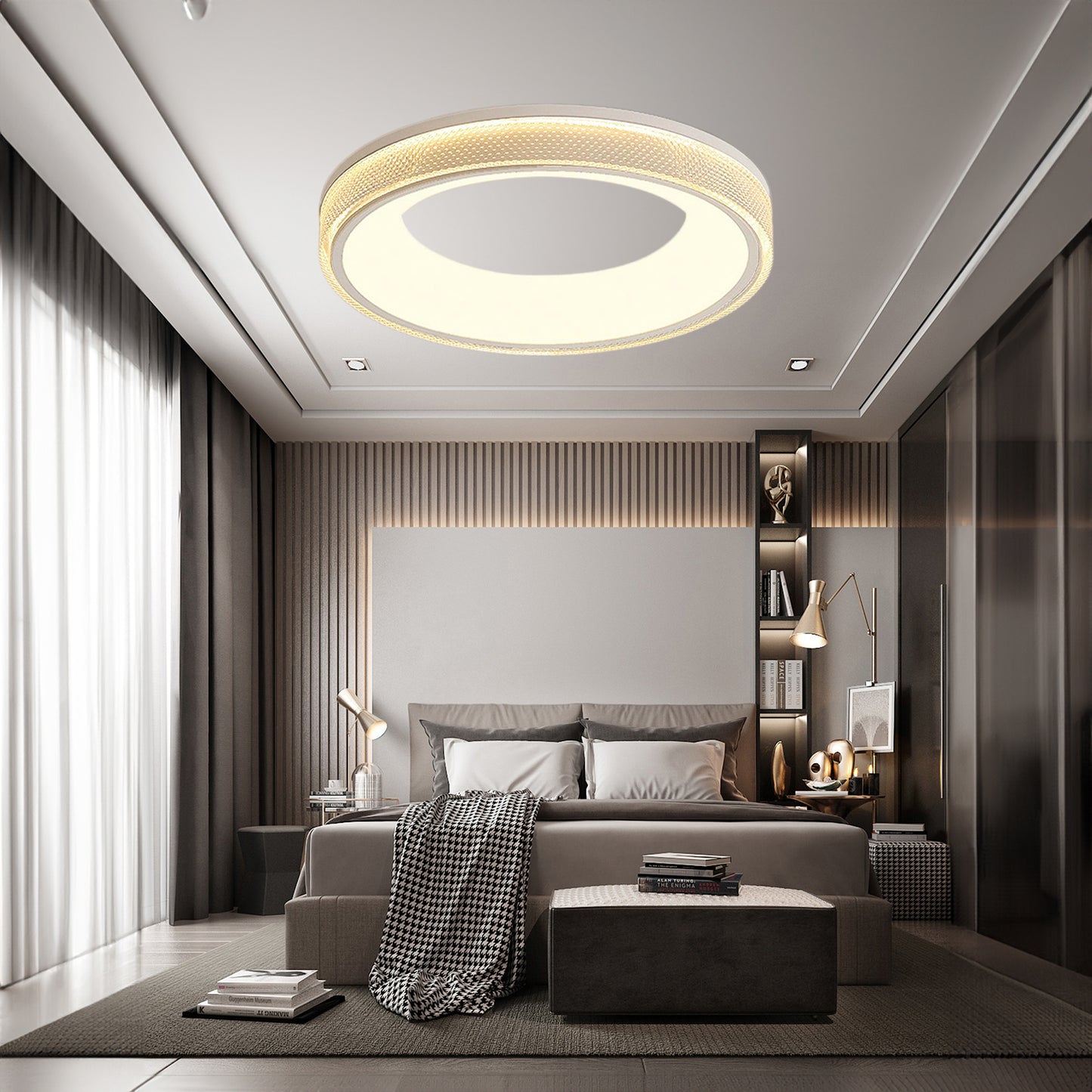 Round Shape Flush Modern Metal Ceiling Light