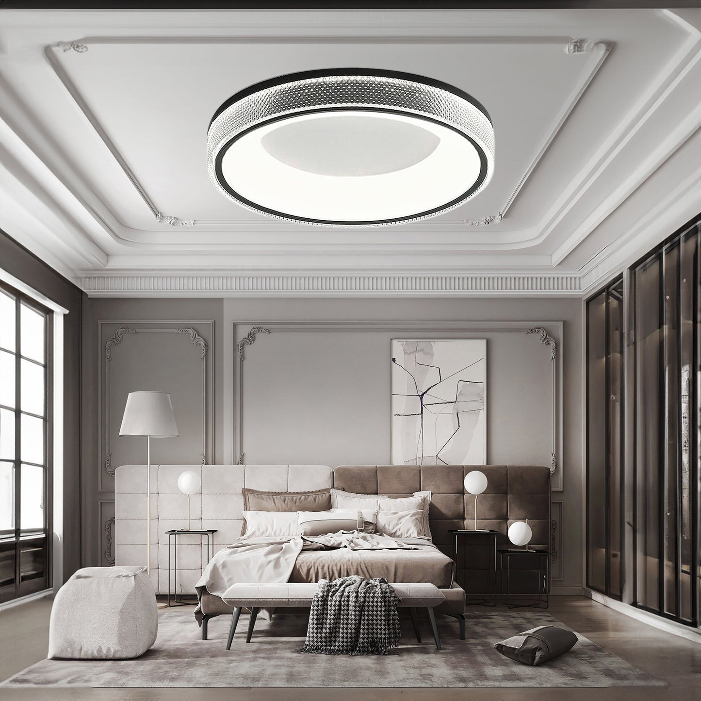 Round Shape Flush Modern Metal Ceiling Light