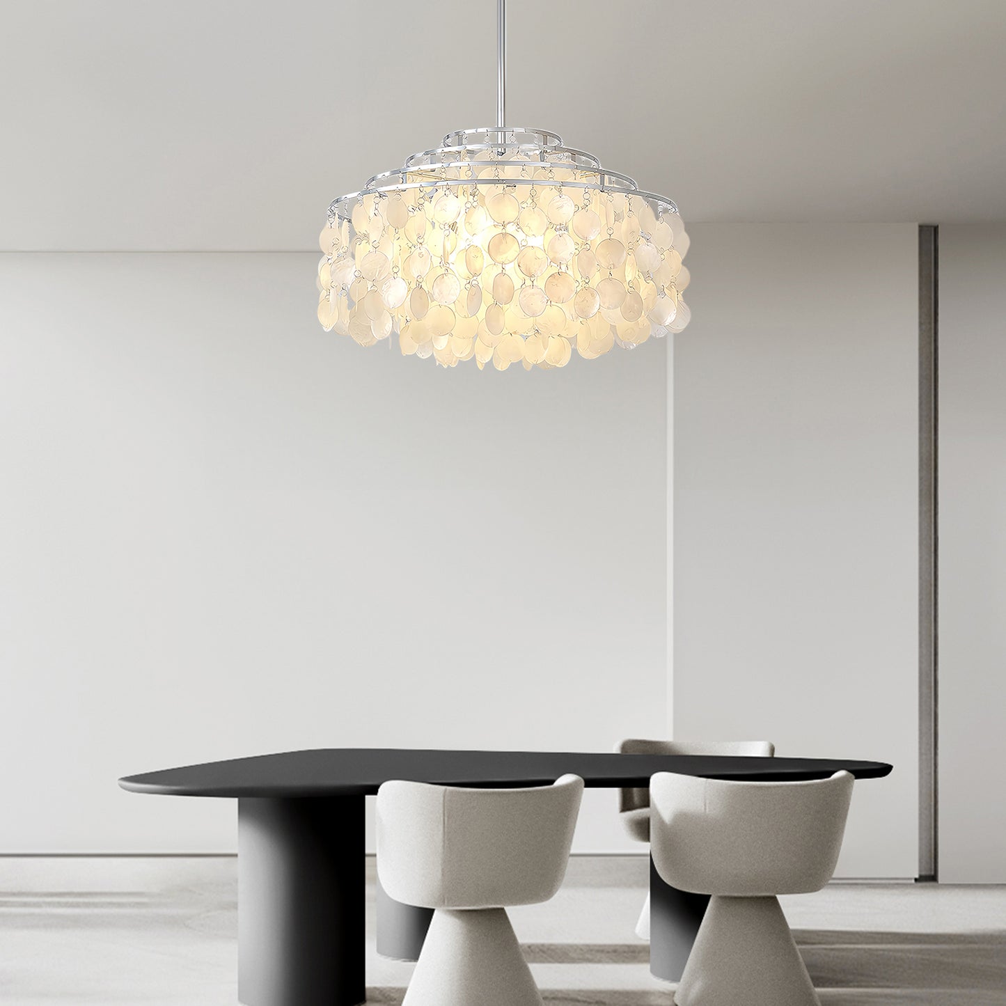 Round Shell Eclectic Metal Chandelier B