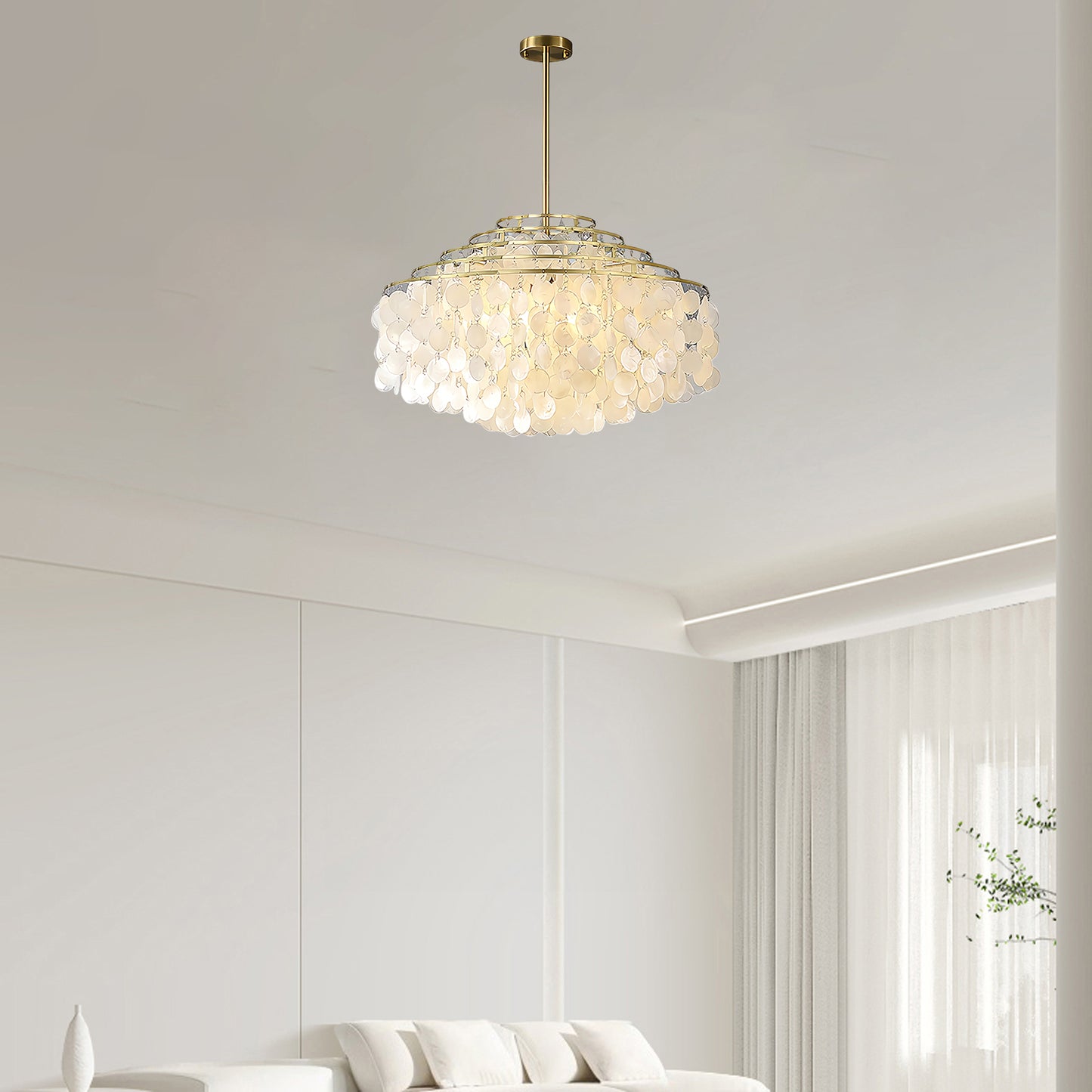 Round Shell Eclectic Metal Chandelier B