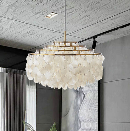 Round Shell Eclectic Metal Chandelier