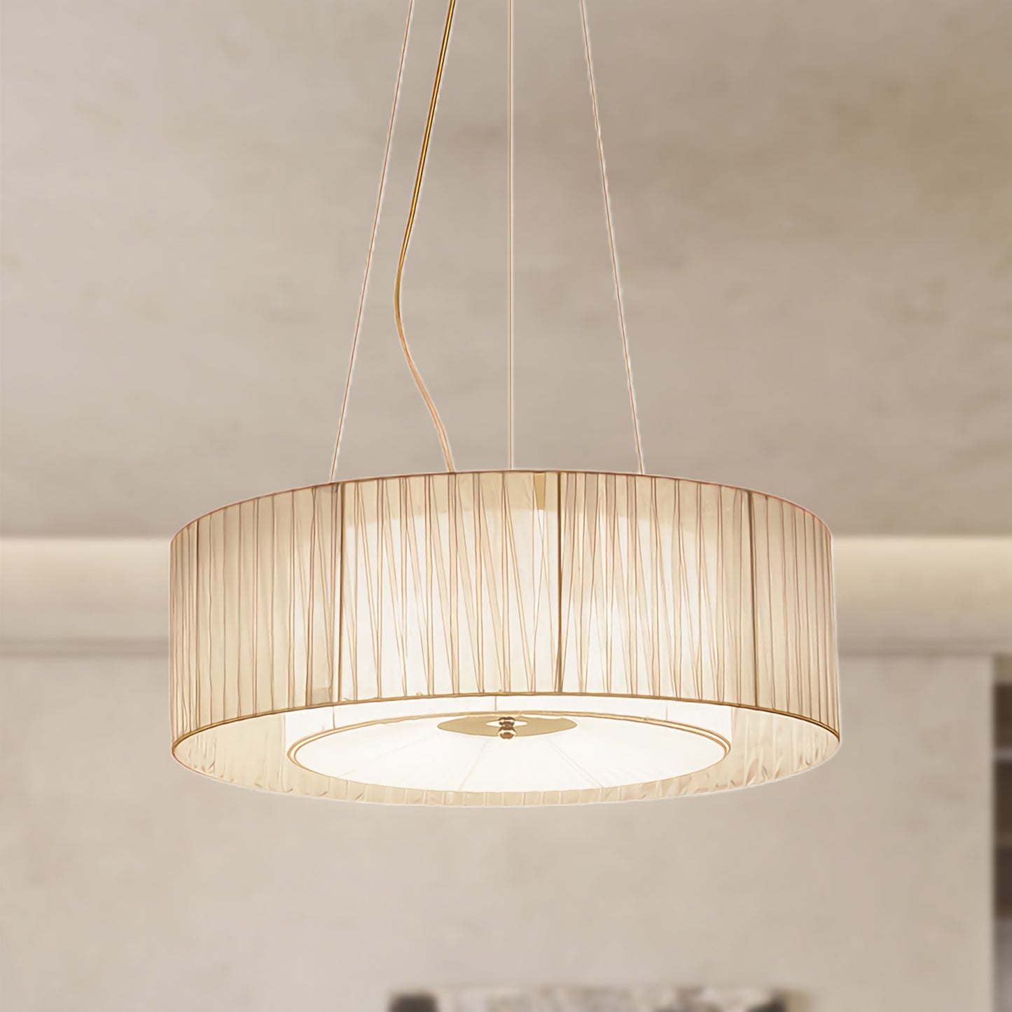 Ruffle Pleated Classic Metal Pendant Lamp