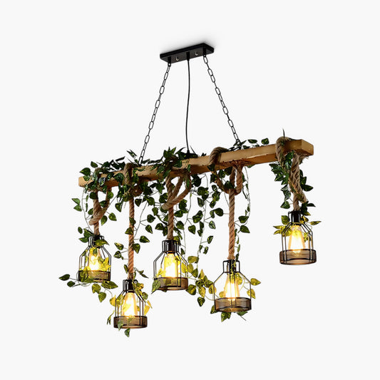 Wooden Rustic Metal Chandelier