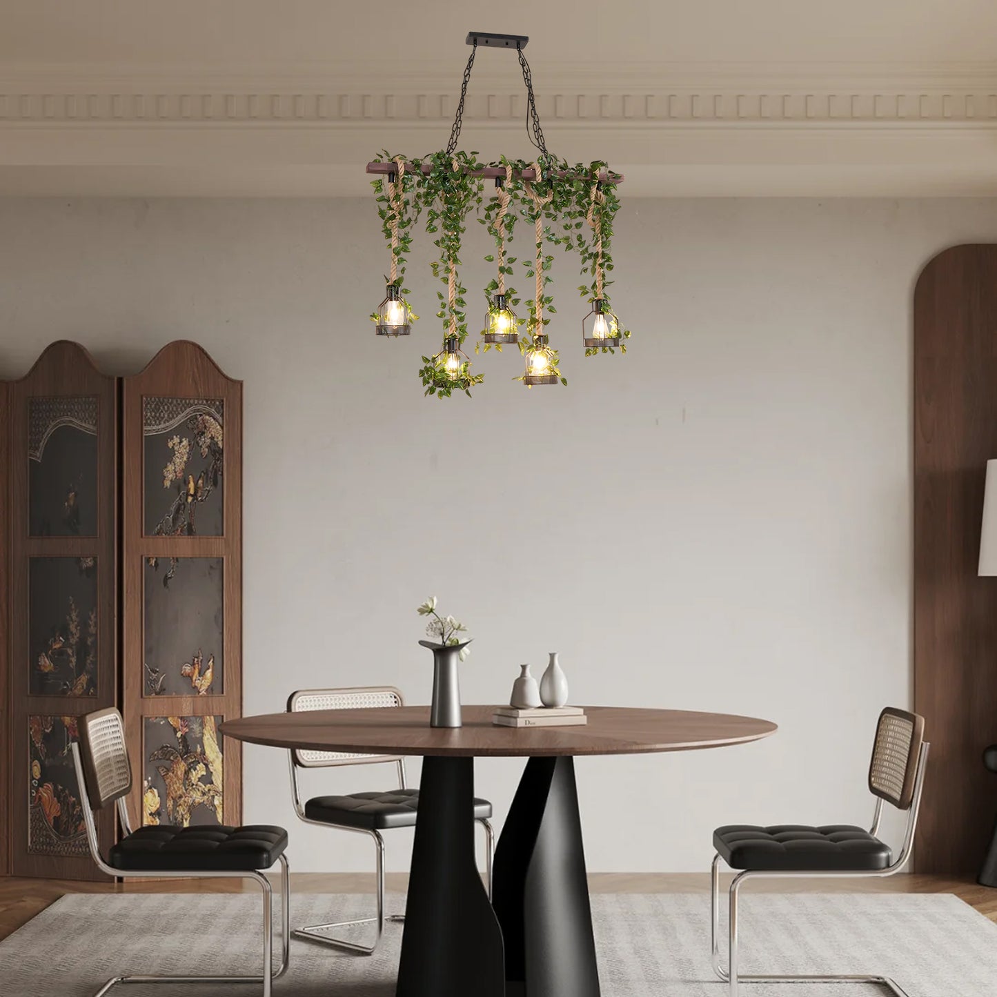 Wooden Rustic Metal Chandelier