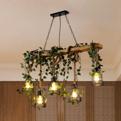 Wooden Rustic Metal Chandelier