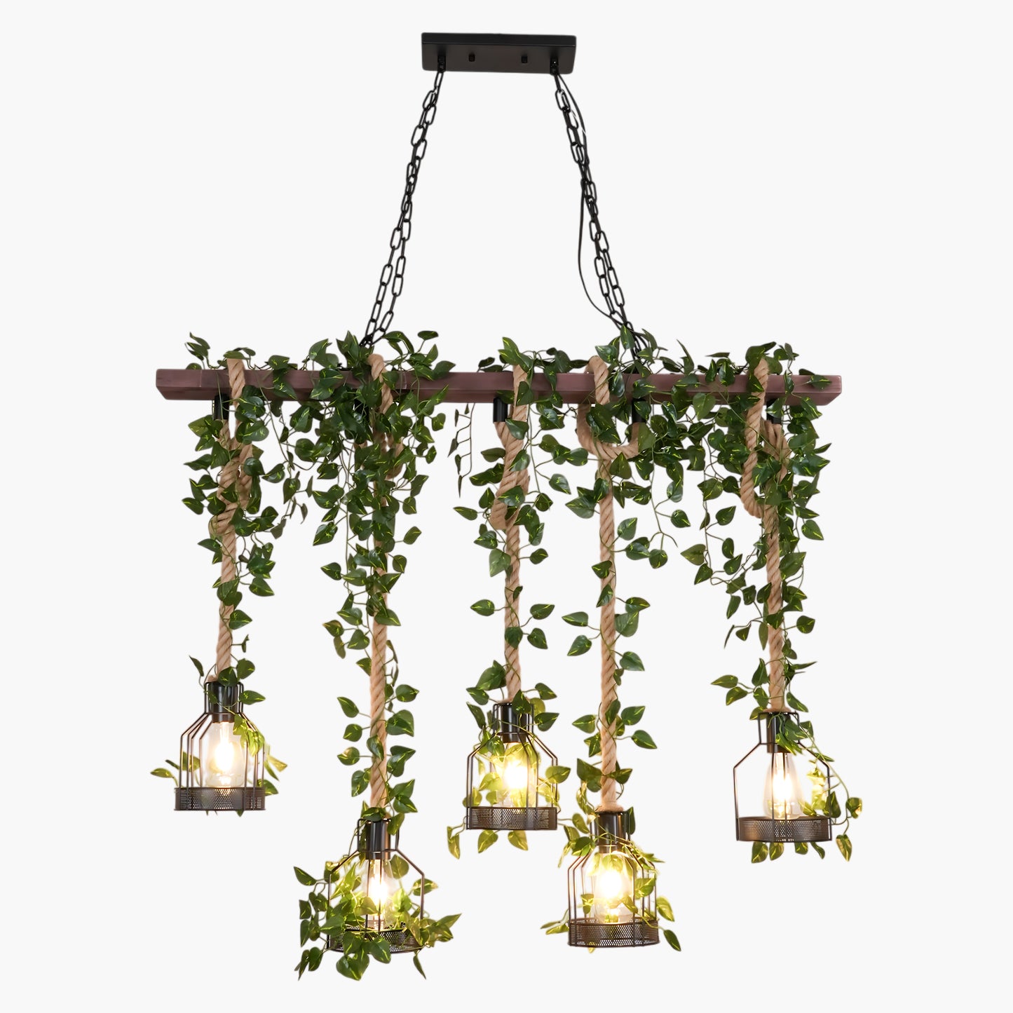 Wooden Rustic Metal Chandelier