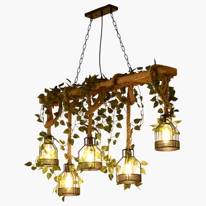 Wooden Rustic Metal Chandelier