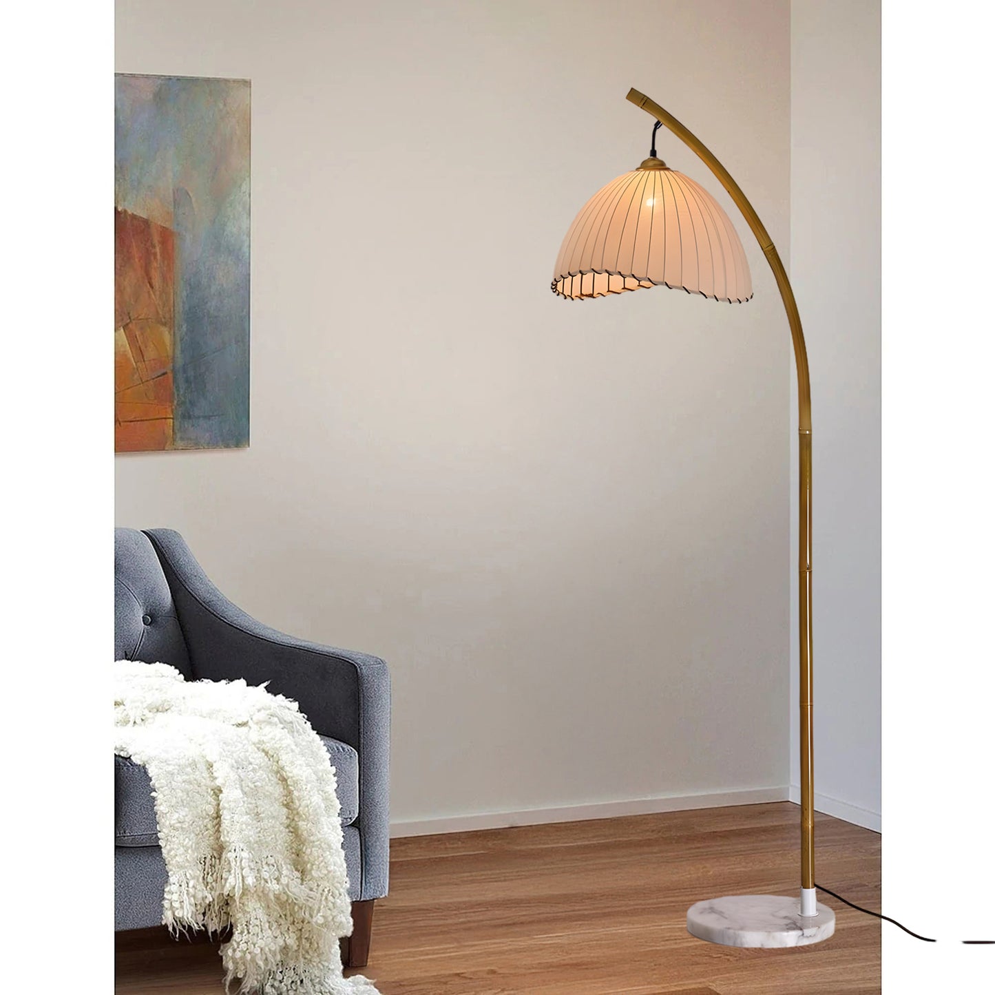 Sanna Eclectic Wood Floor Lamp