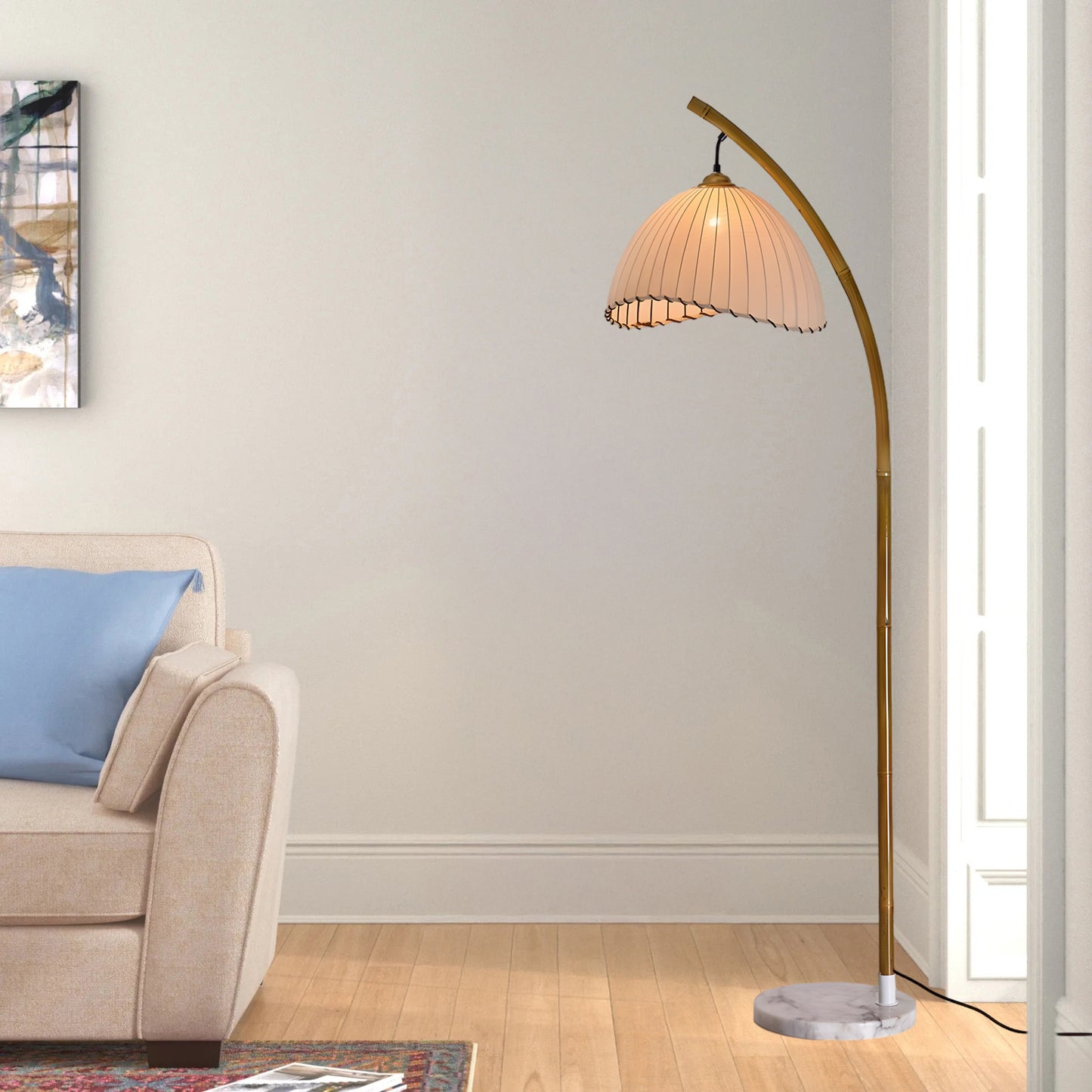 Sanna Eclectic Wood Floor Lamp