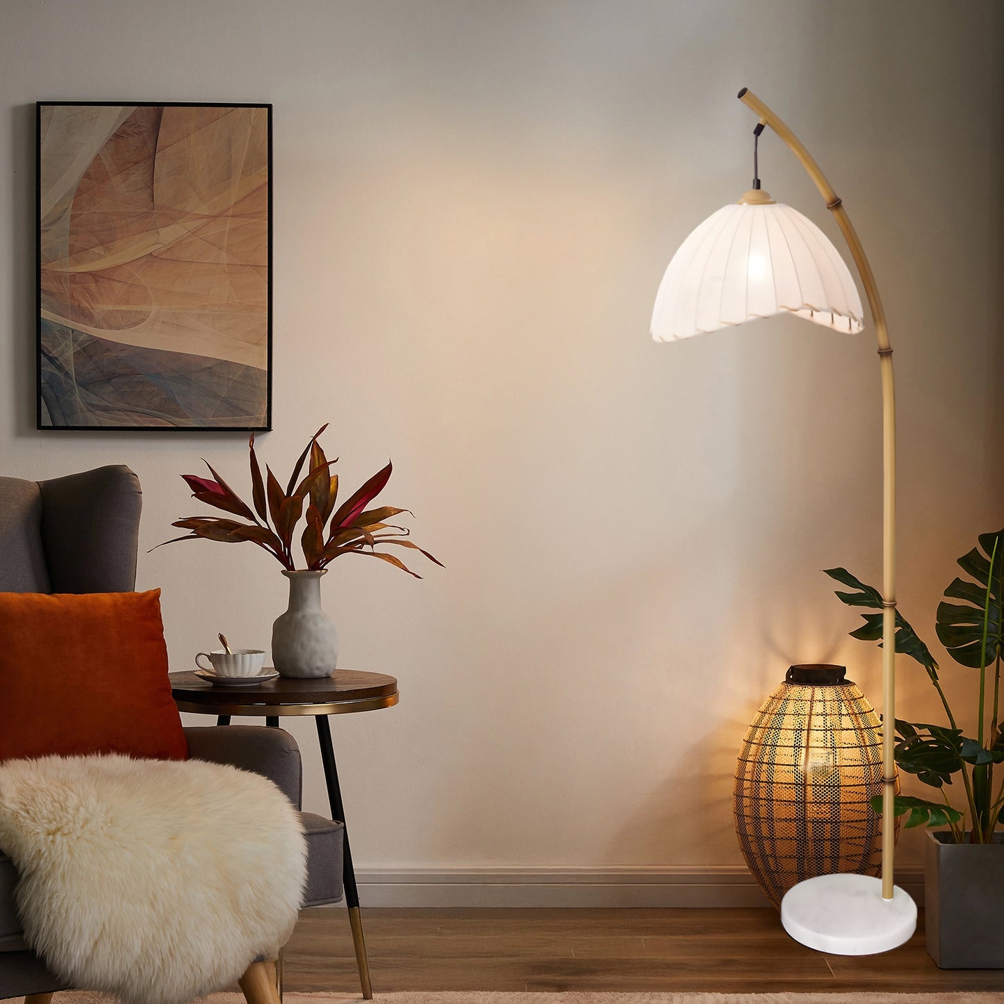 Sanna Eclectic Wood Floor Lamp