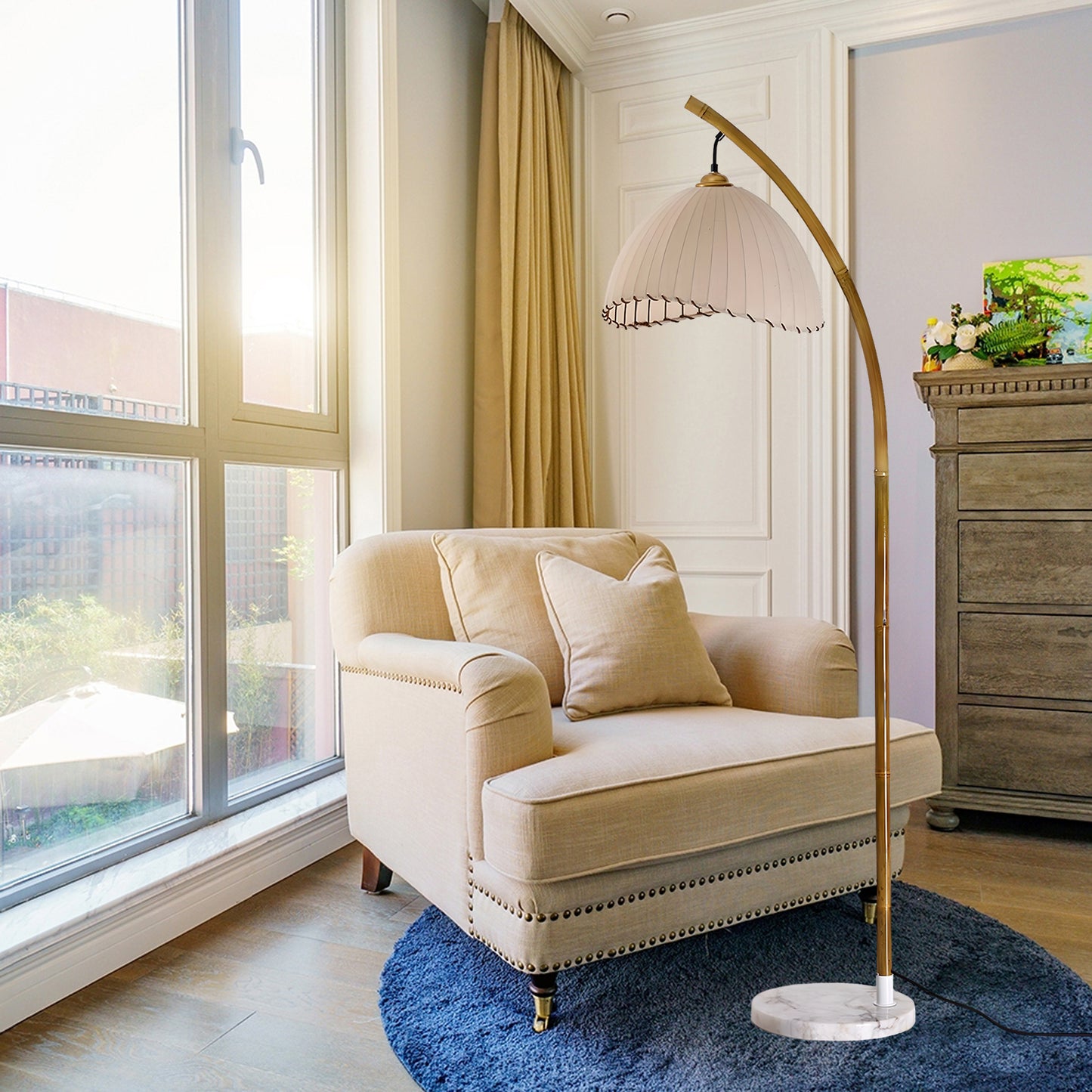 Sanna Eclectic Wood Floor Lamp