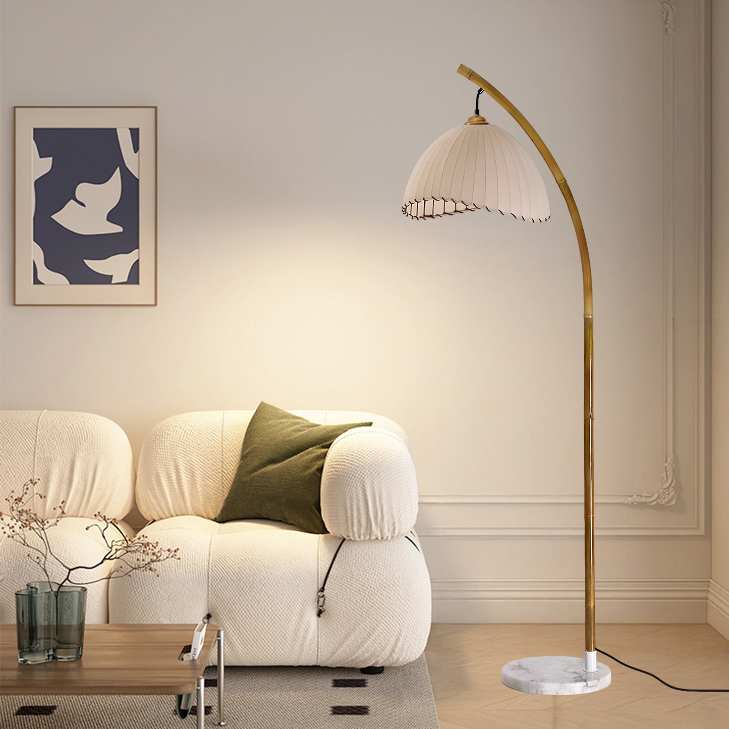 Sanna Eclectic Wood Floor Lamp