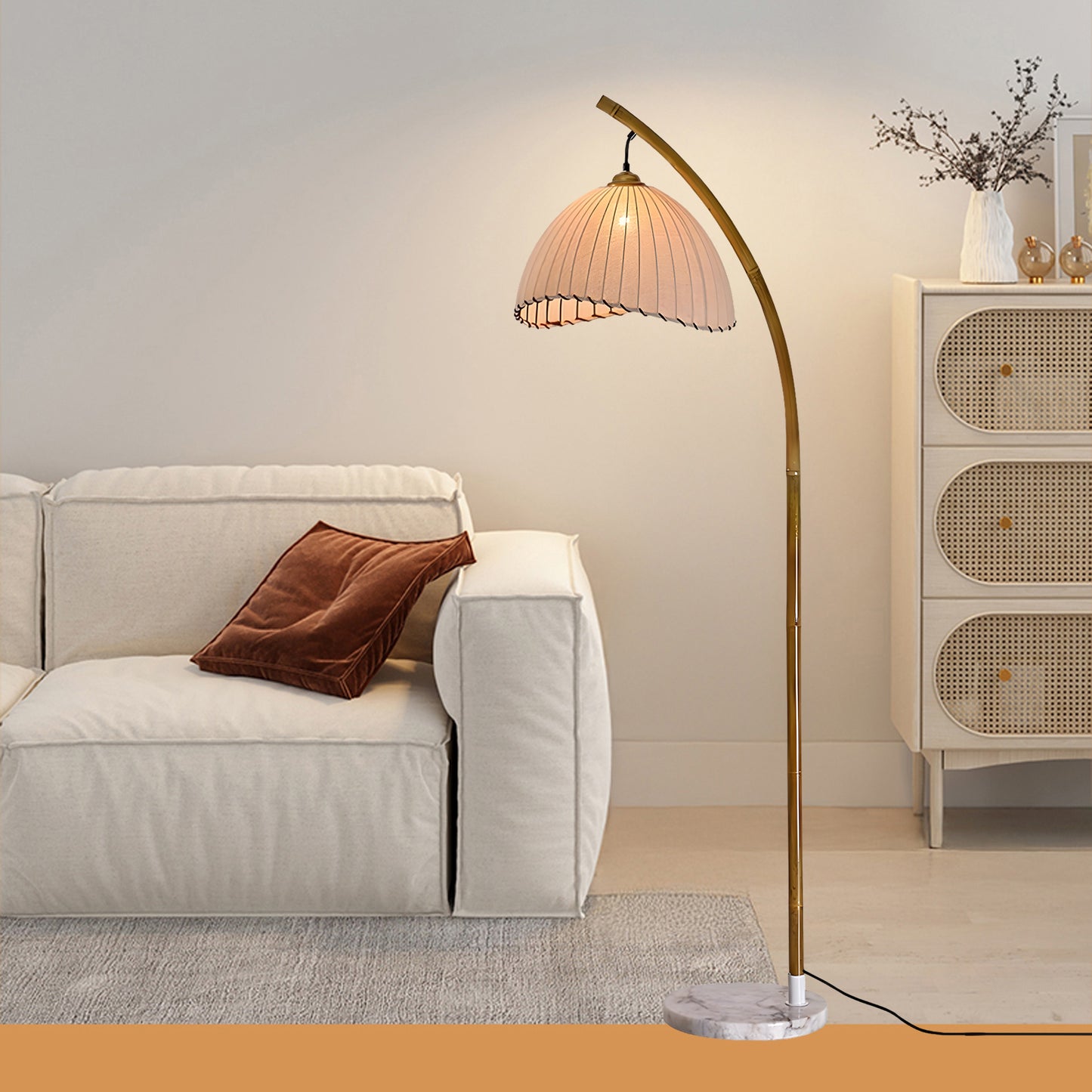 Sanna Eclectic Wood Floor Lamp