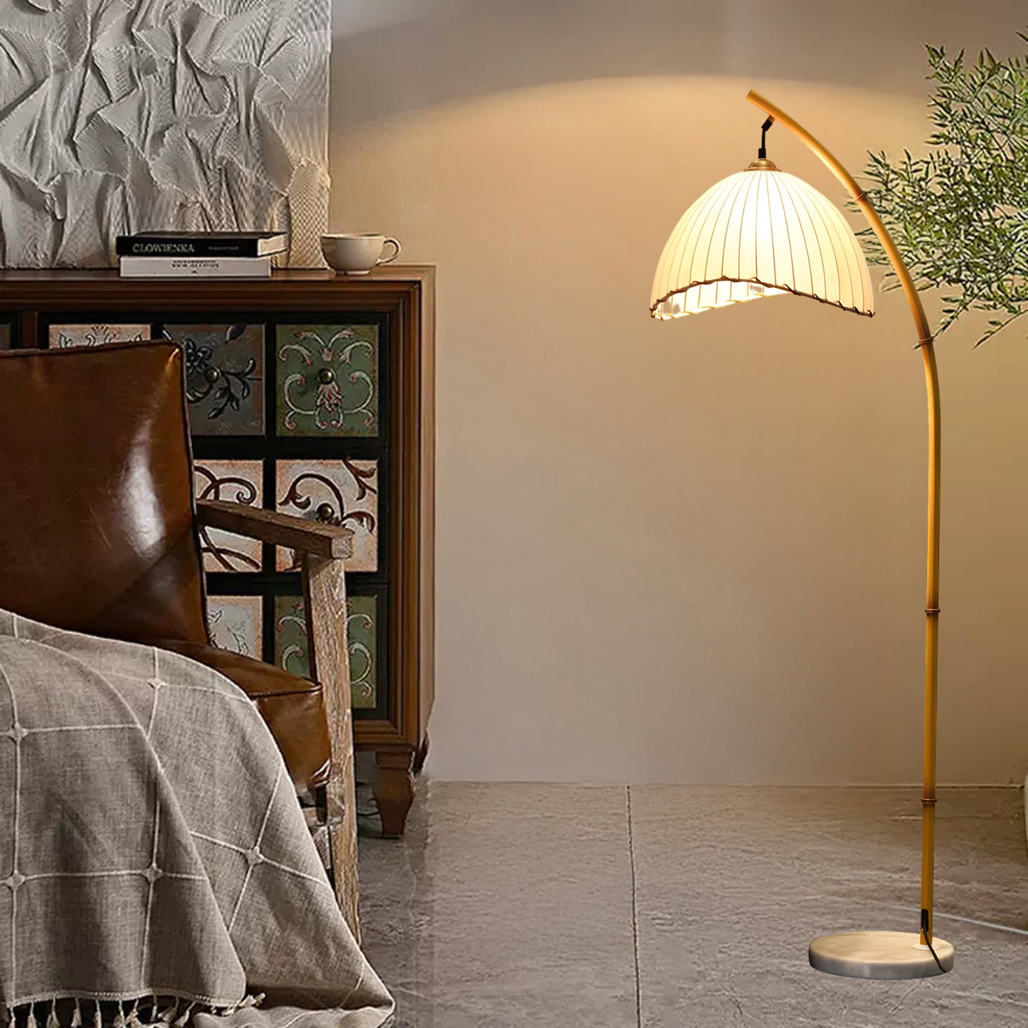 Sanna Eclectic Wood Floor Lamp