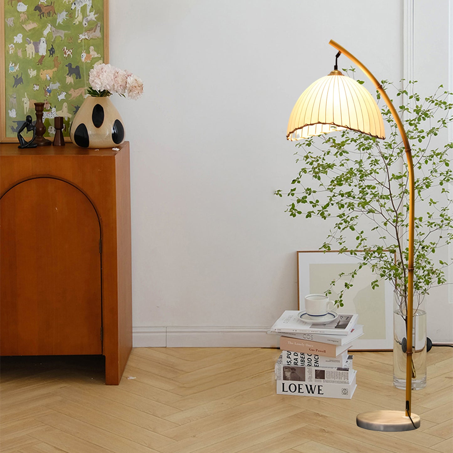 Sanna Eclectic Wood Floor Lamp