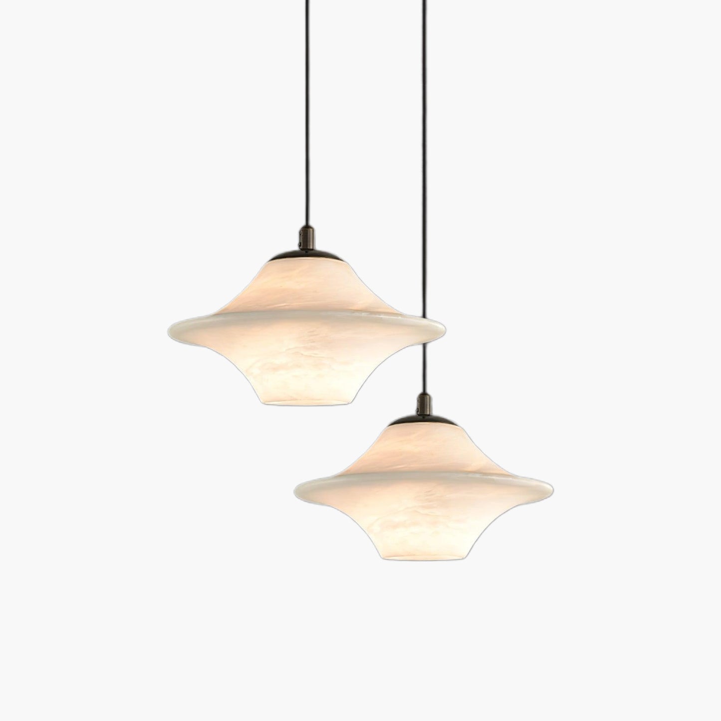 Saucer Alabaster Eclectic Metal Pendant Light