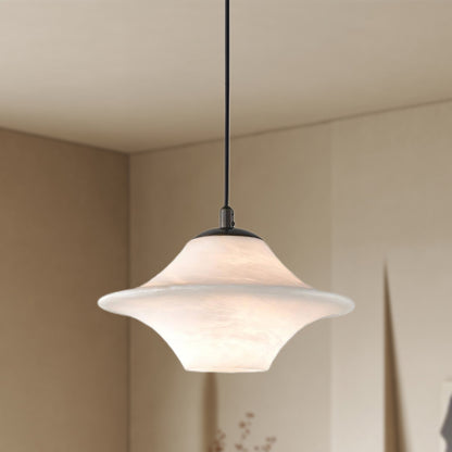 Saucer Alabaster Eclectic Metal Pendant Light