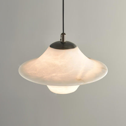 Saucer Alabaster Eclectic Metal Pendant Light