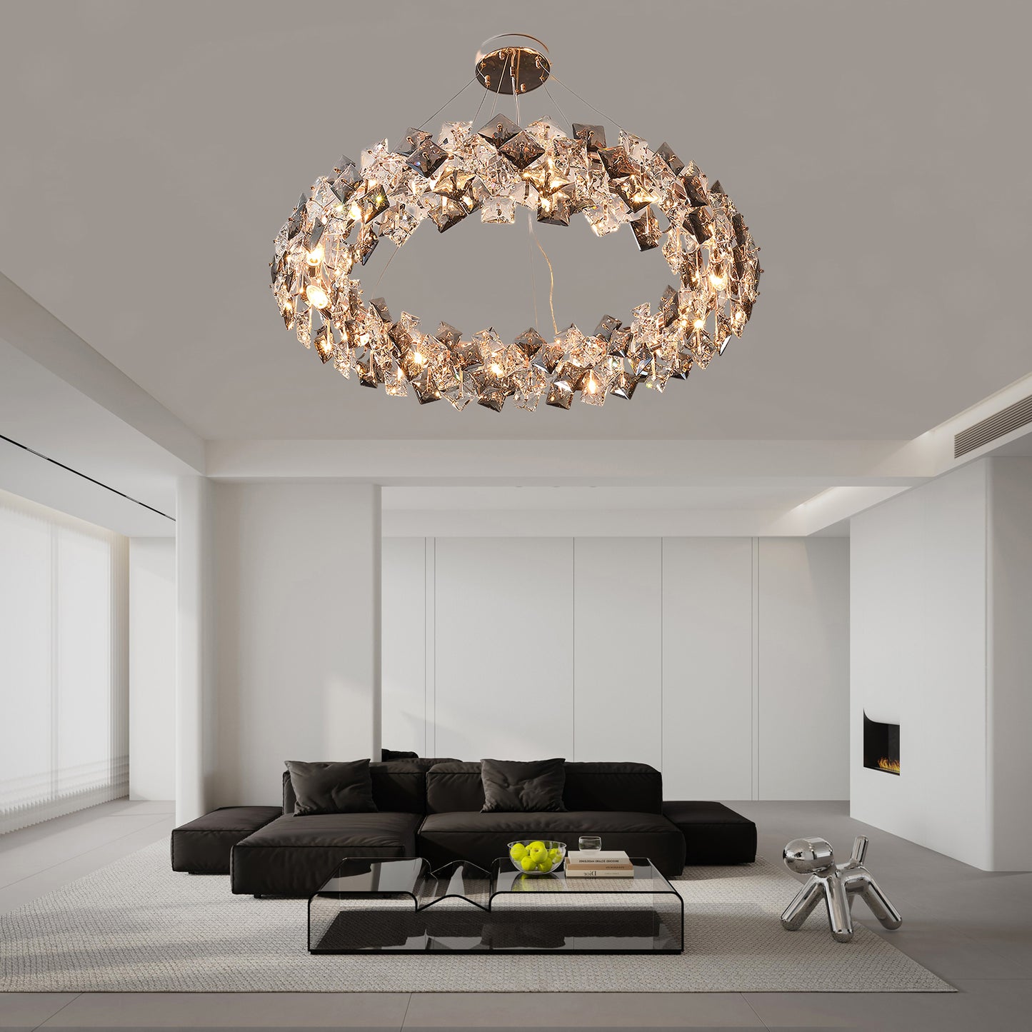 Scale Crystal Round Luxury Metal Chandelier