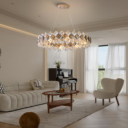 Scale Crystal Round Luxury Metal Chandelier