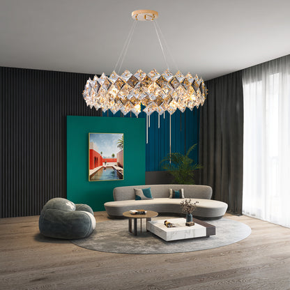 Scale Crystal Round Luxury Metal Chandelier