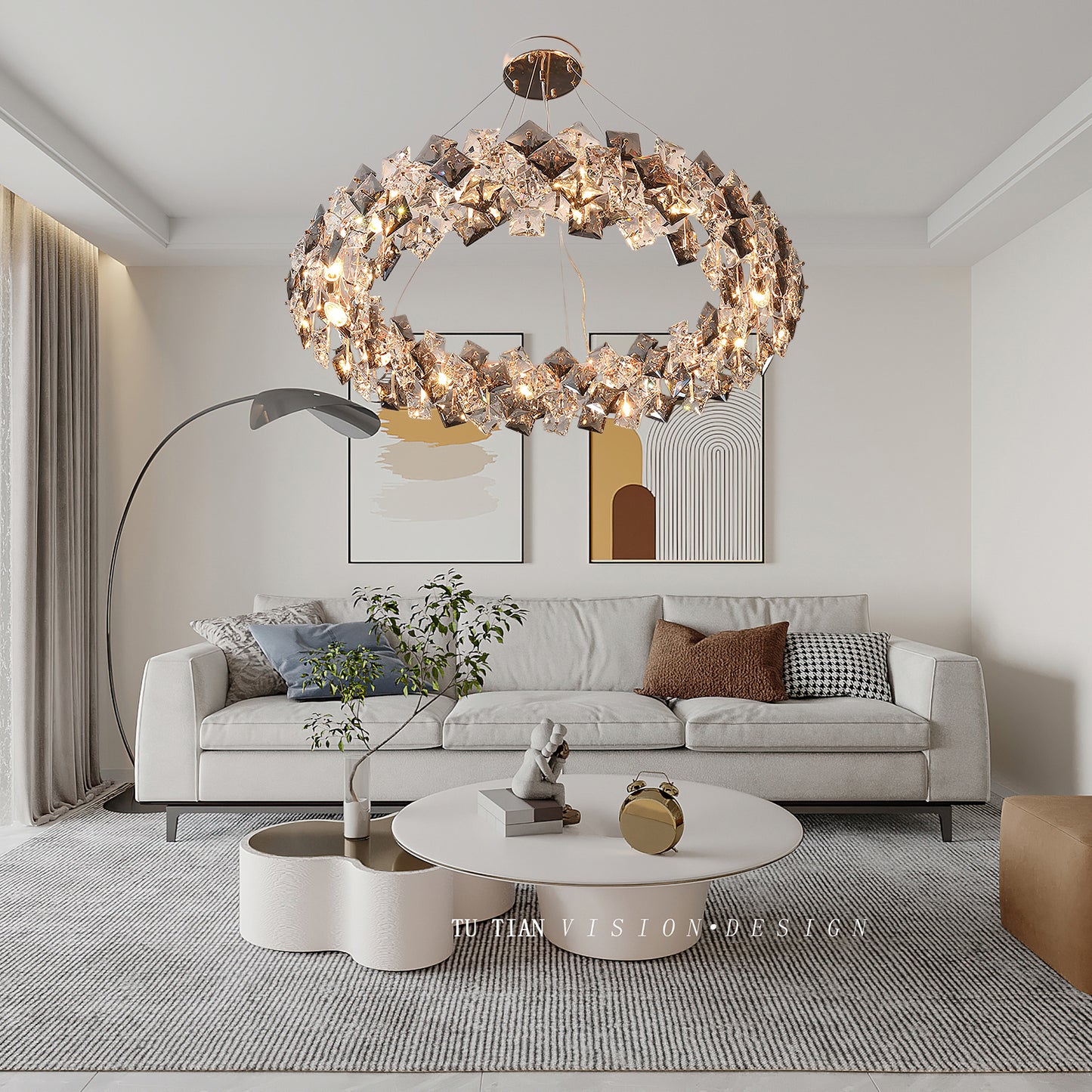 Scale Crystal Round Luxury Metal Chandelier