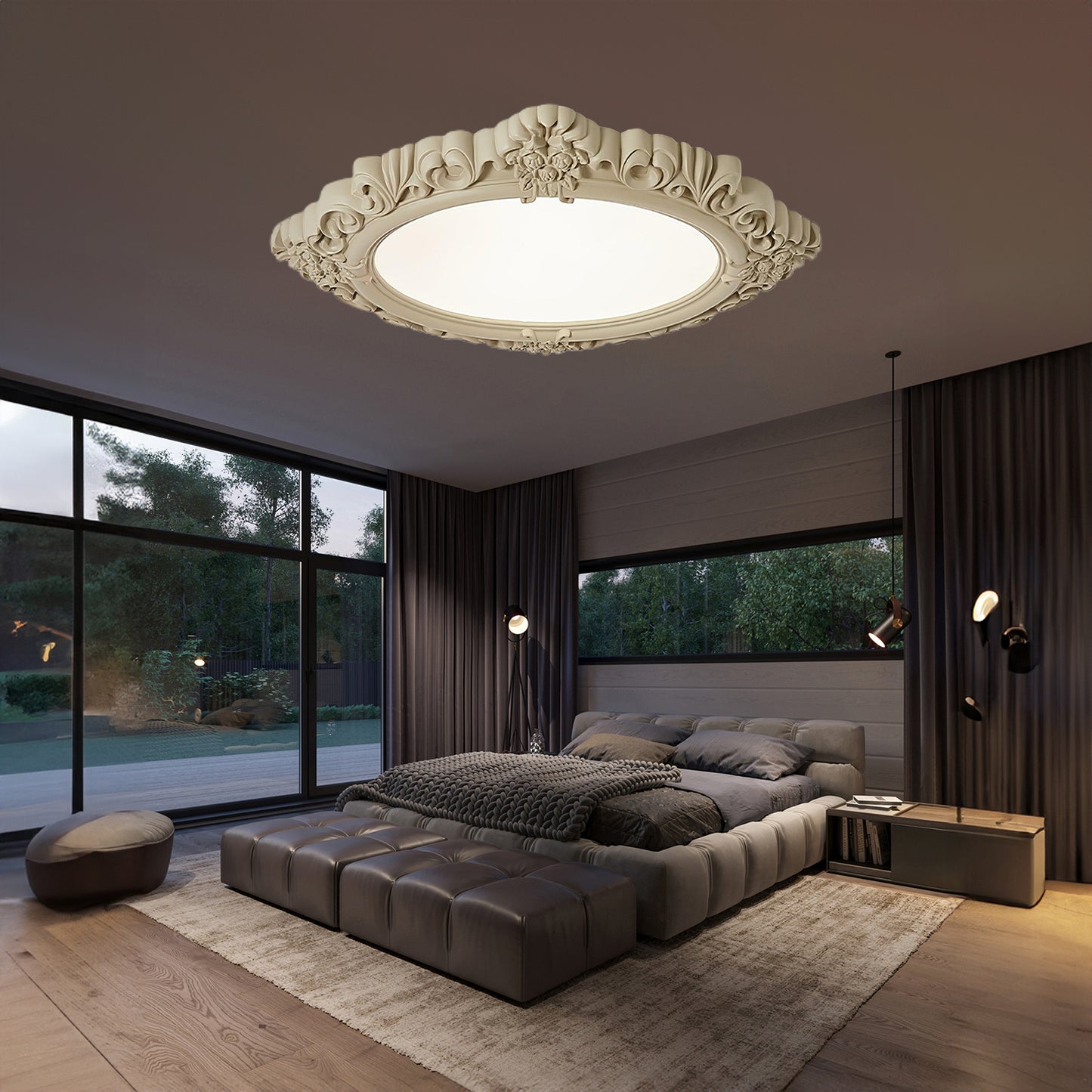 Sculpted Resin Minimalist Metal Ceiling Lamp