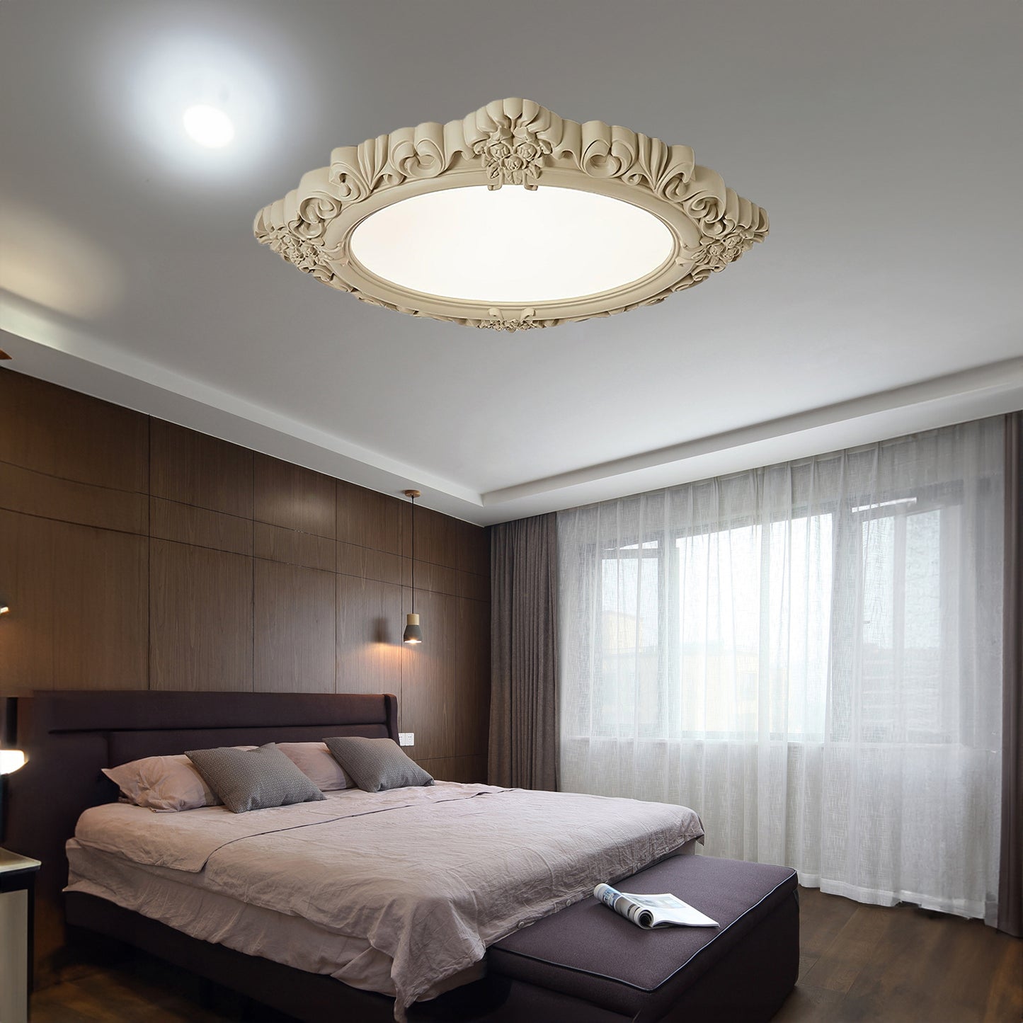 Sculpted Resin Minimalist Metal Ceiling Lamp