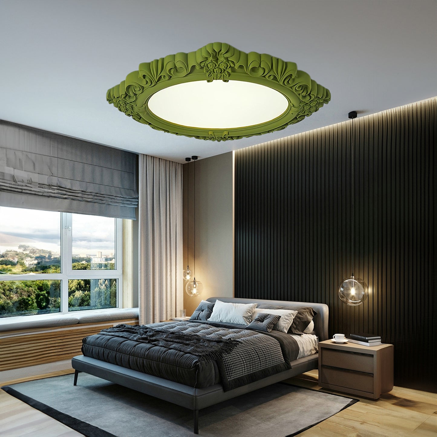 Sculpted Resin Minimalist Metal Ceiling Lamp