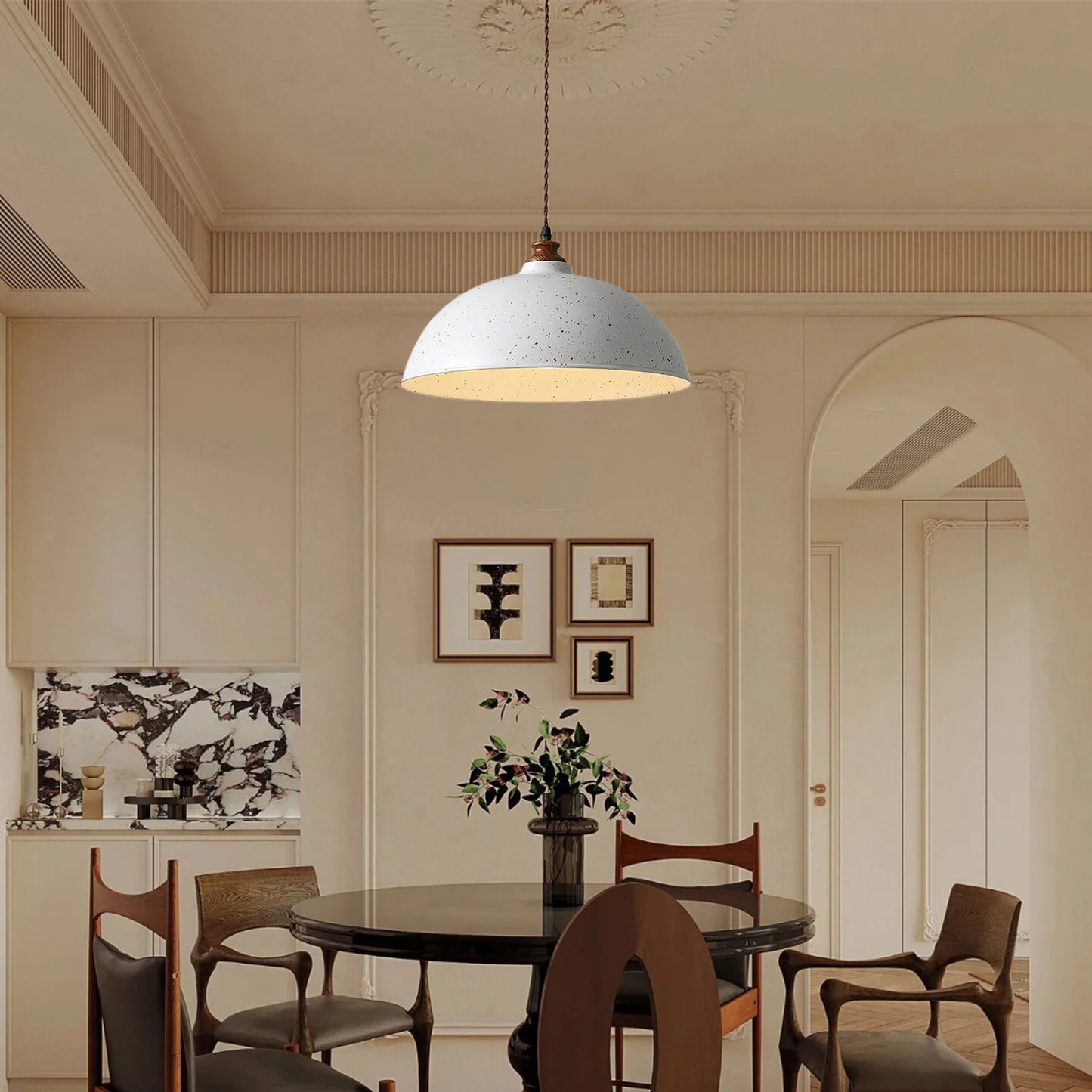 Semi Ball Contemporary Metal Pendant Light