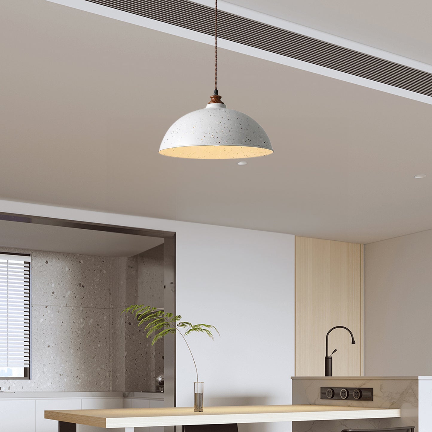 Semi Ball Contemporary Metal Pendant Light