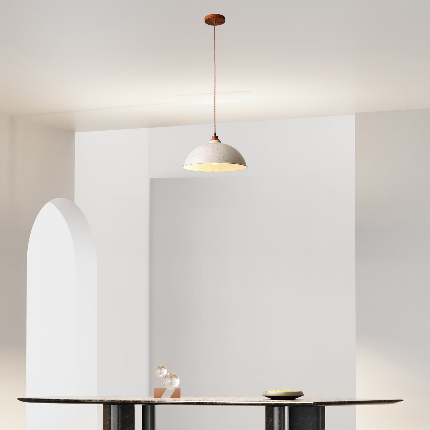 Semi Ball Contemporary Metal Pendant Light