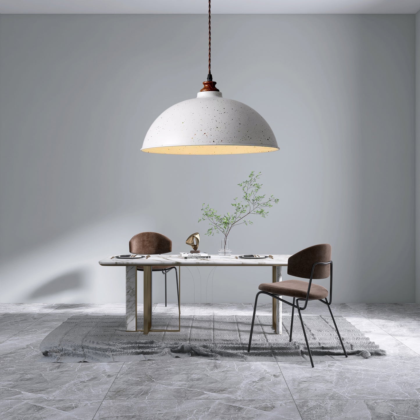 Semi Ball Contemporary Metal Pendant Light