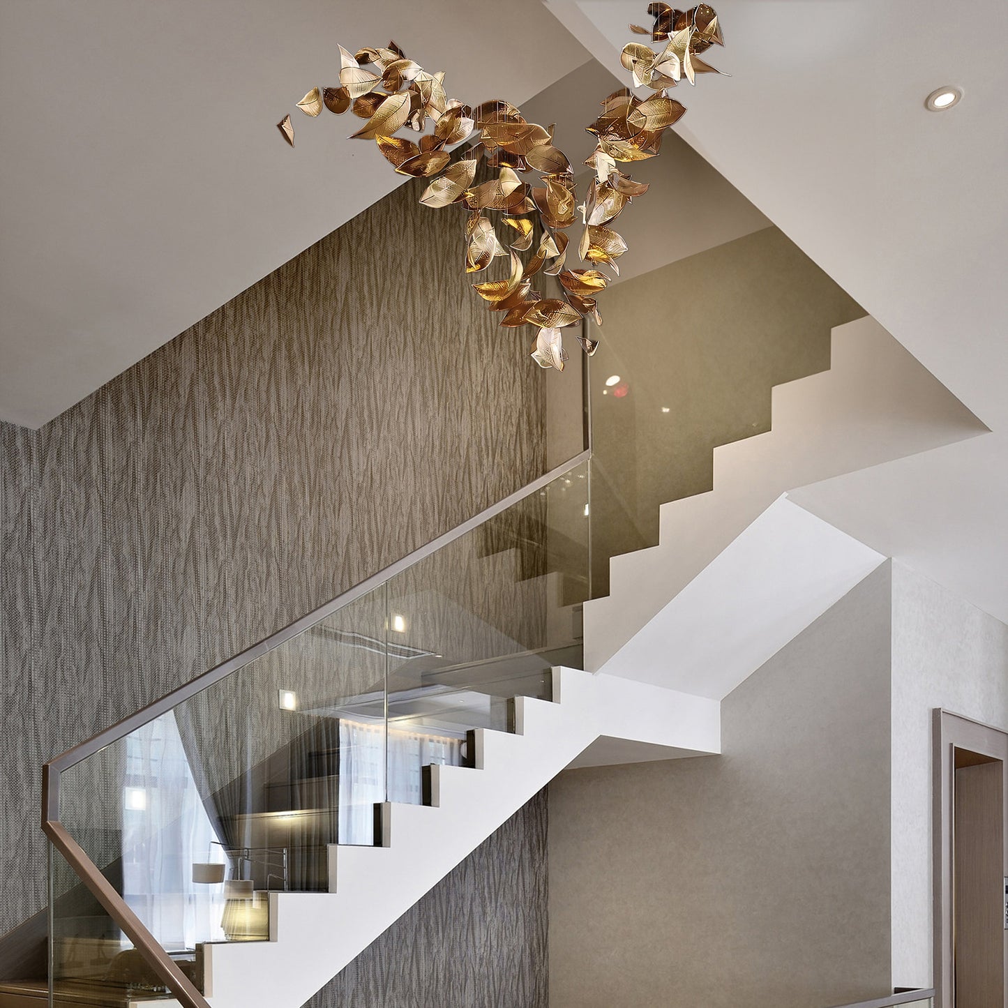 Shake Leaves Eclectic Crystal Chandelier