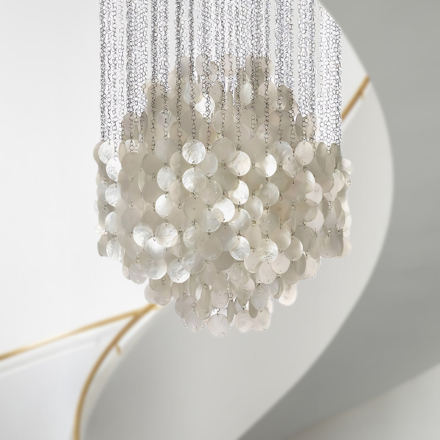 Shell Waterfall Minimalist Metal Chandelier