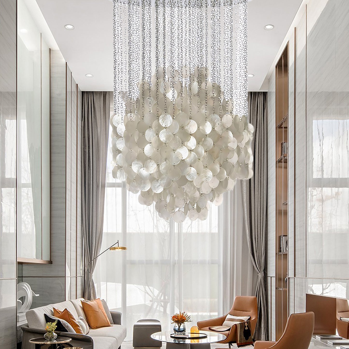 Shell Waterfall Minimalist Metal Chandelier