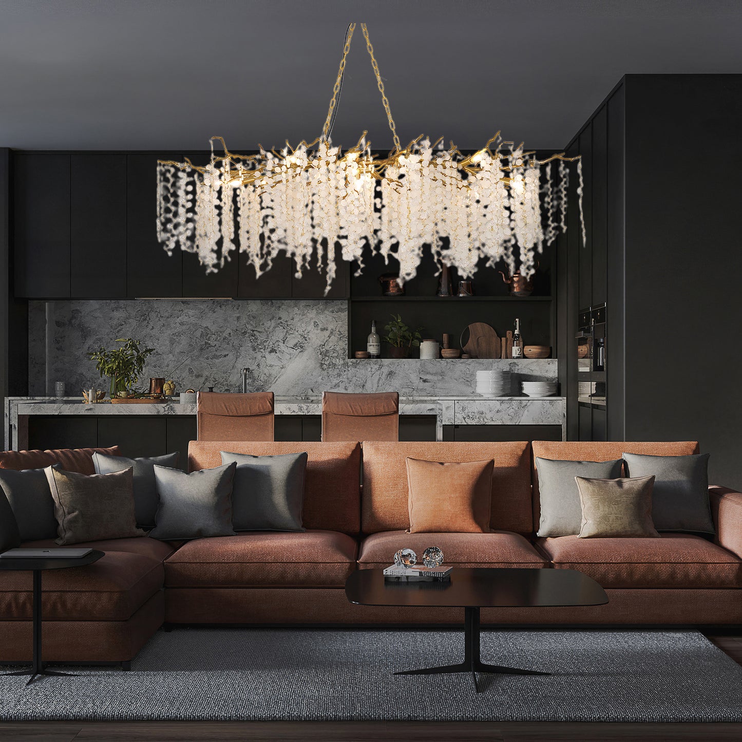 Shiro Noda Contemporary Crystal Chandelier