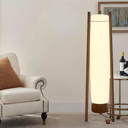 Side LED Art Deco Wood Floor Lamp