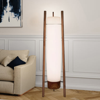 Side LED Art Deco Wood Floor Lamp