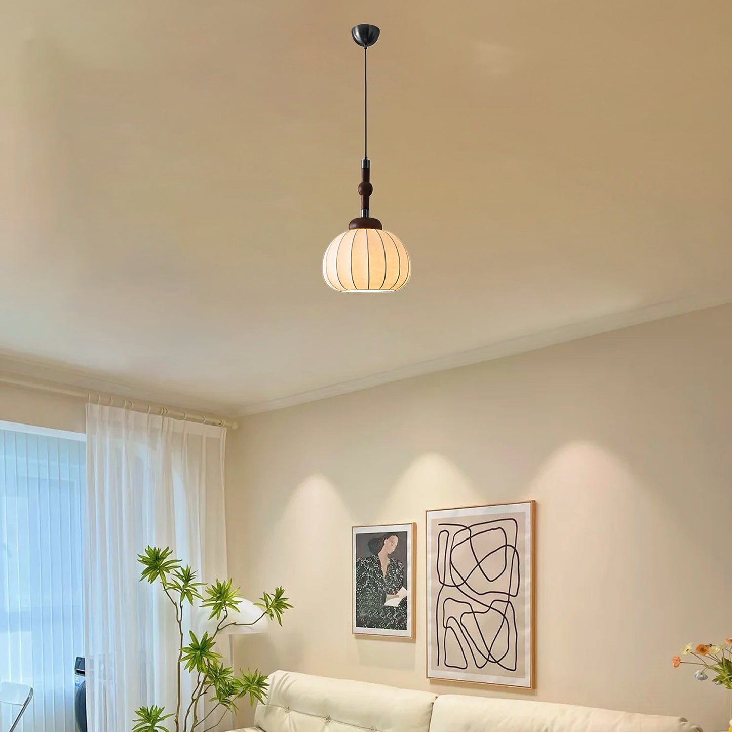 Silk Globe Luxury Metal Pendant Lamp