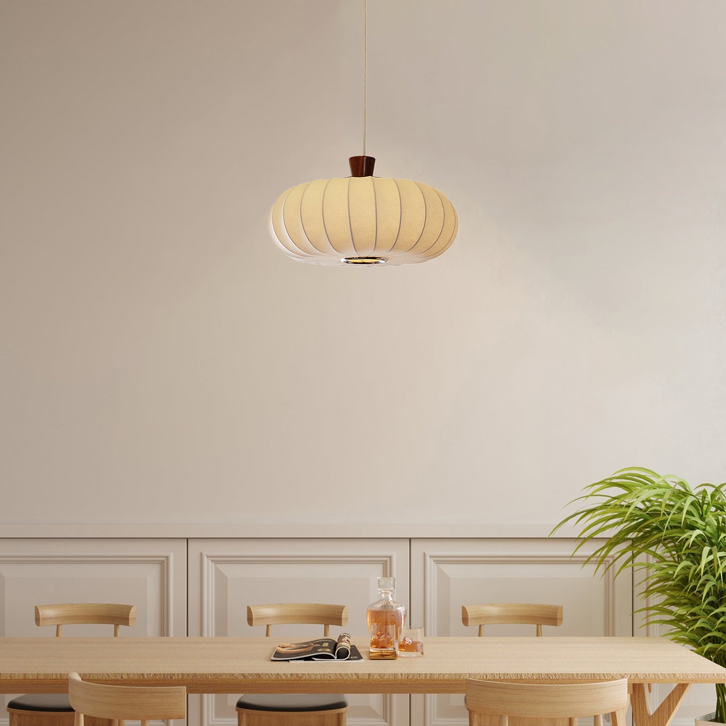 Silk Lantern Modern Metal Pendant Light