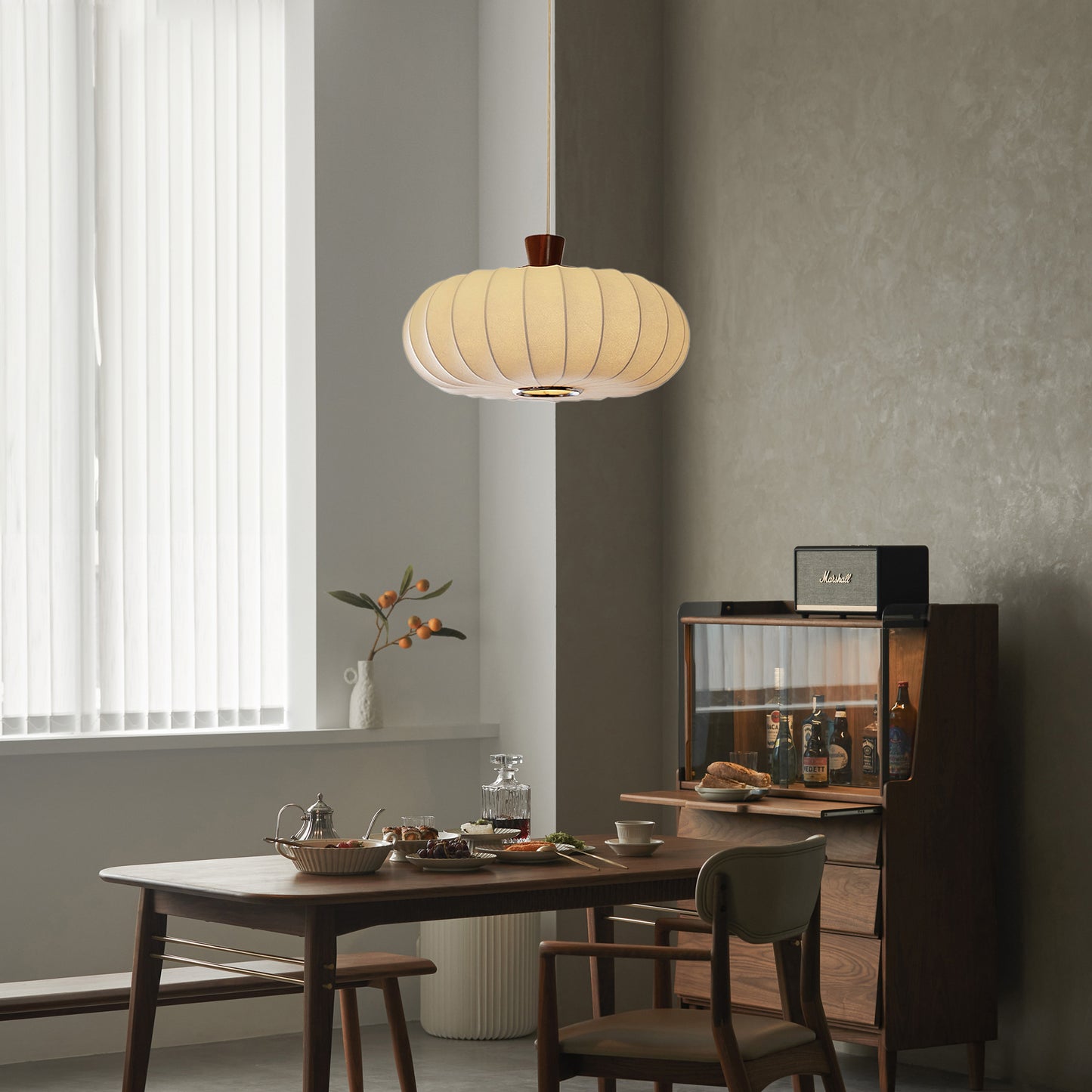 Silk Lantern Modern Metal Pendant Light