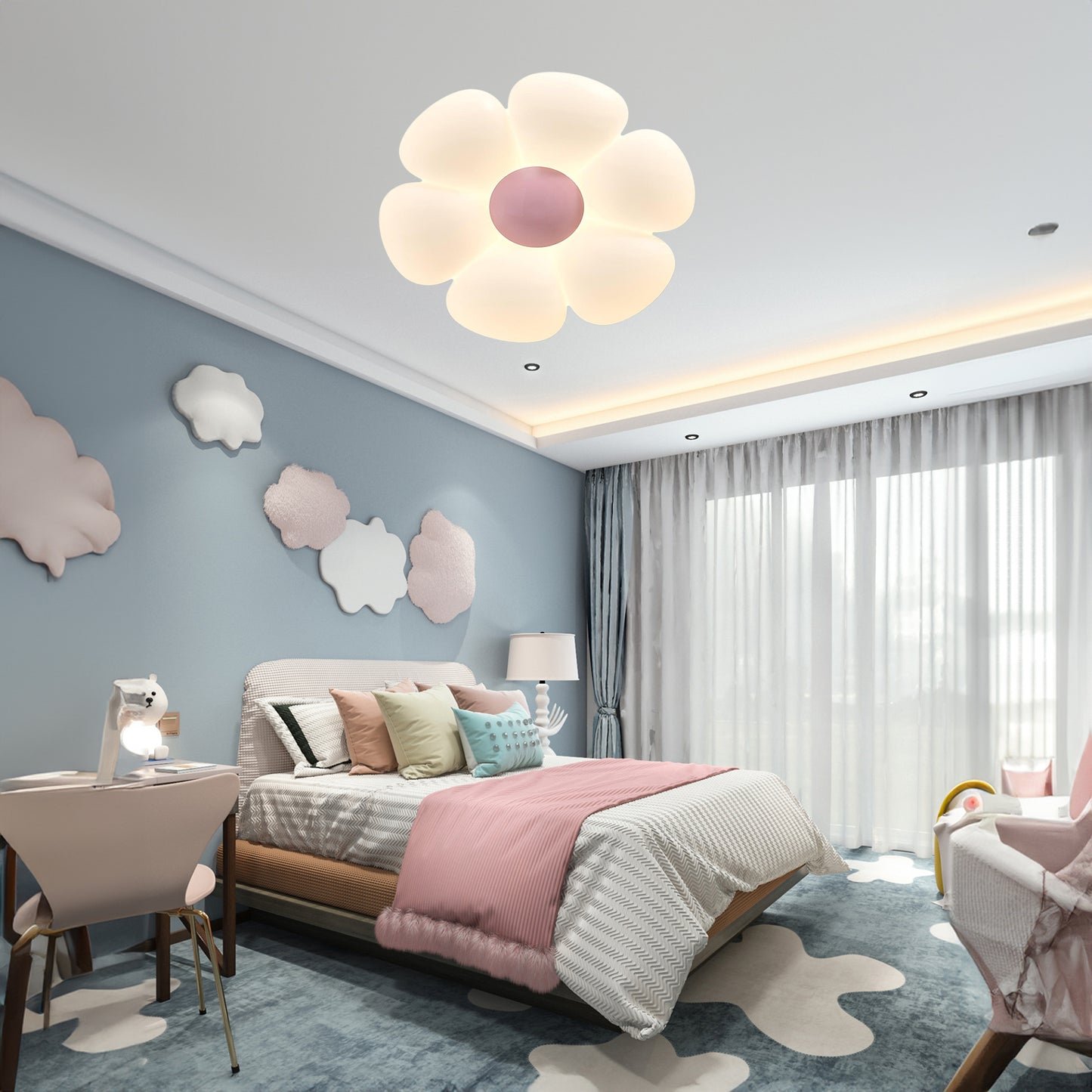 Six-leaf Flower Kids Room Eclectic Metal Ceiling Lamp