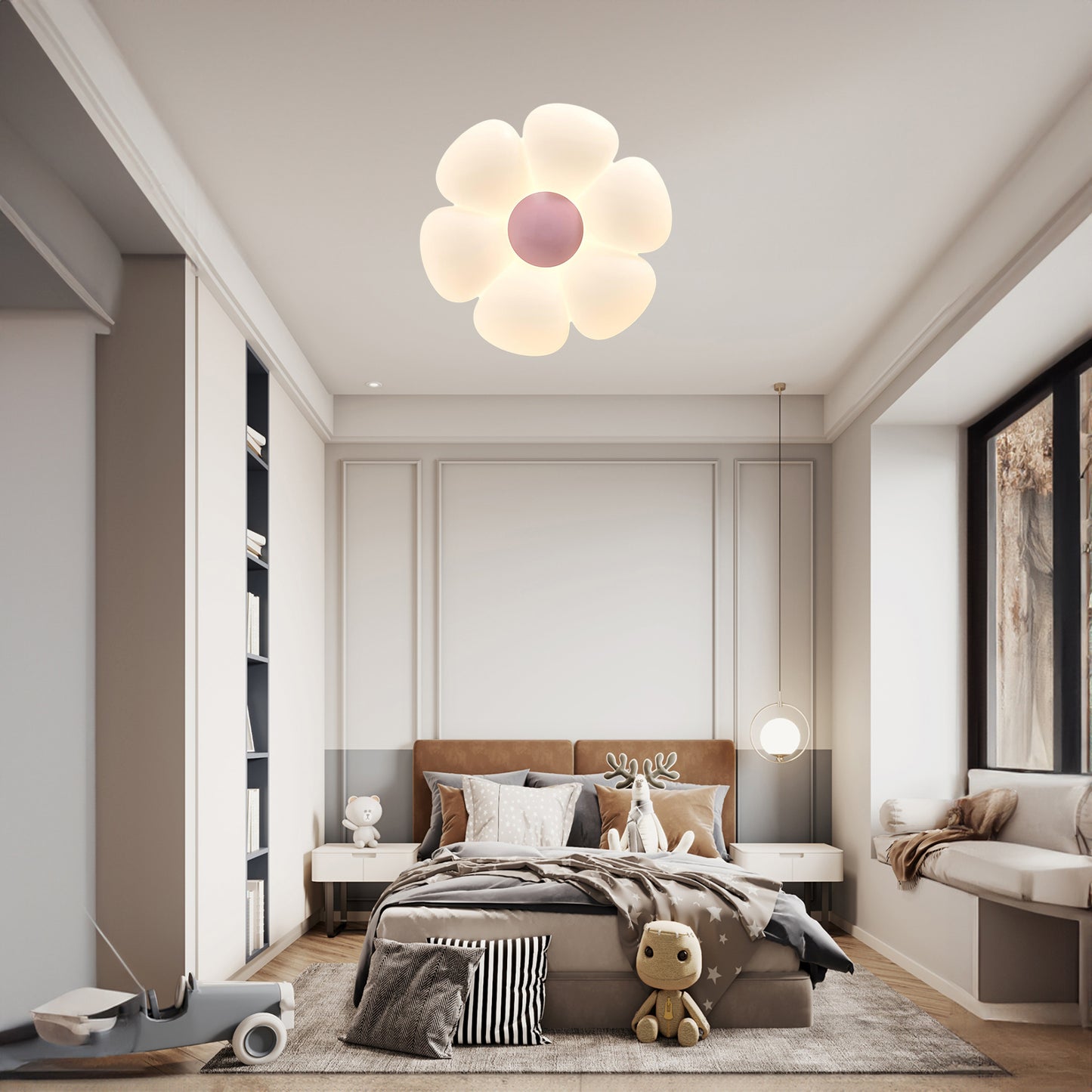 Six-leaf Flower Kids Room Eclectic Metal Ceiling Lamp