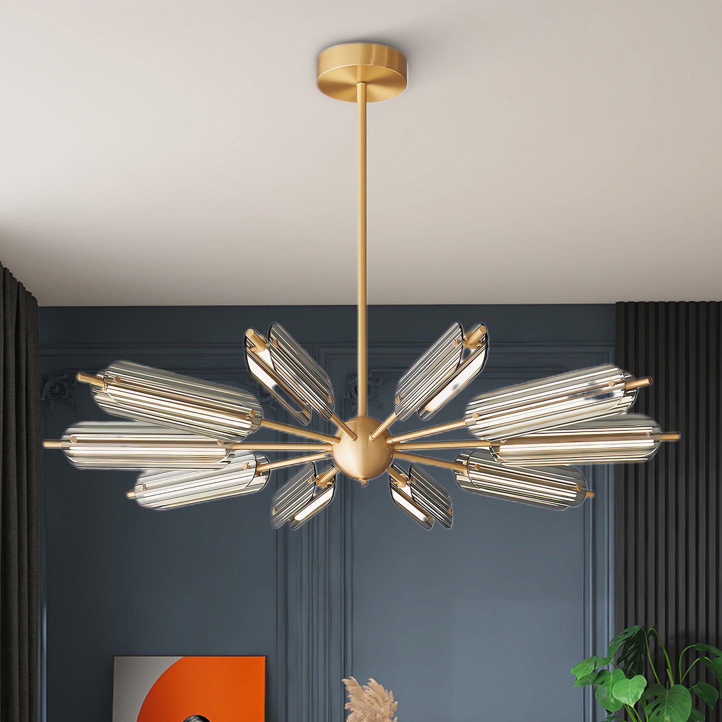 Sputnik Brass Modern Crystal Chandelier