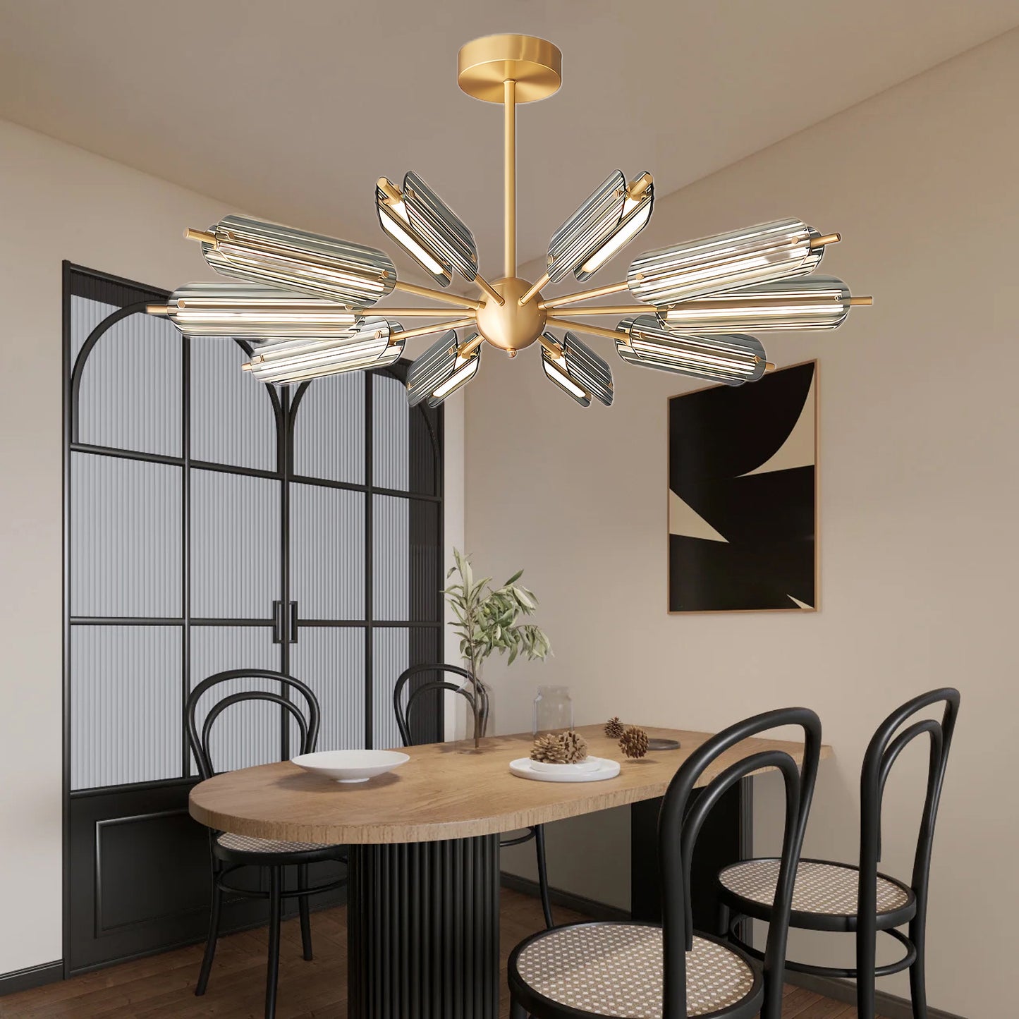 Sputnik Brass Modern Crystal Chandelier