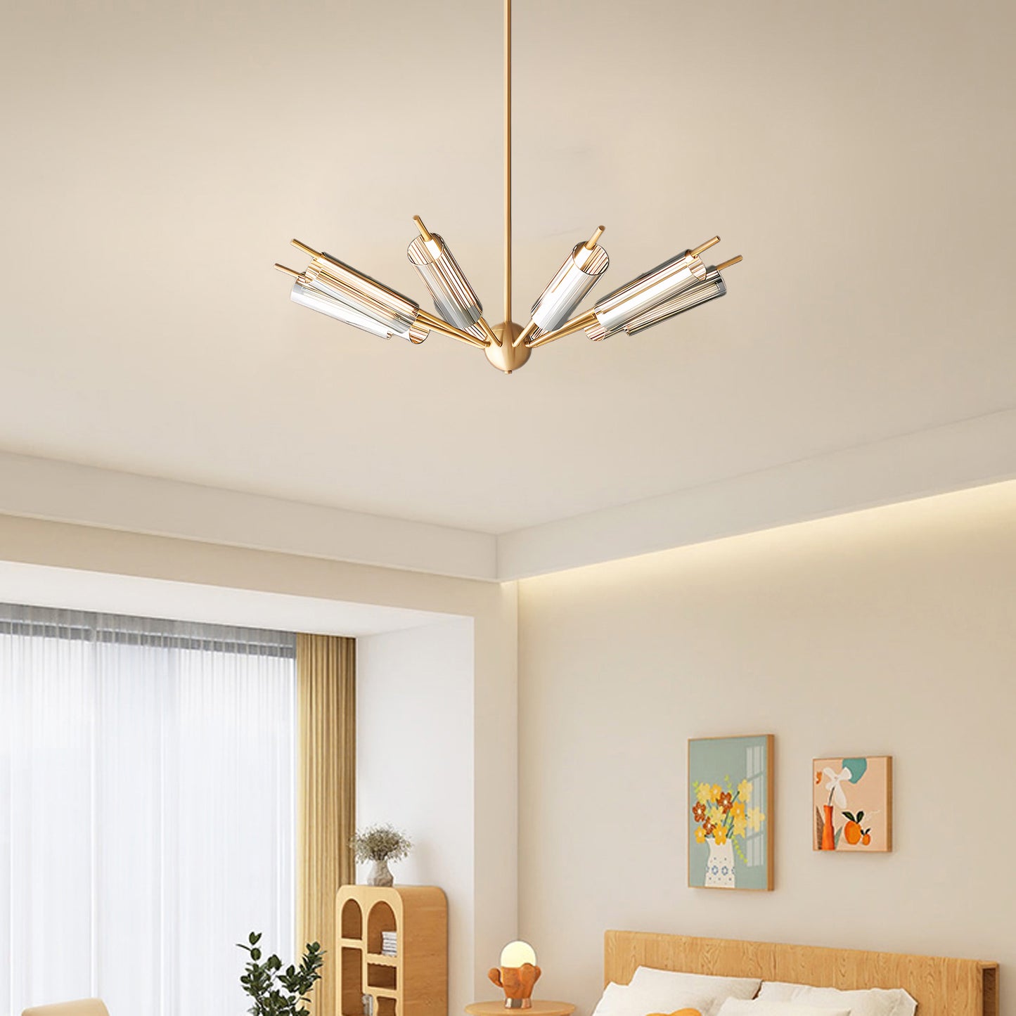 Sputnik Brass Modern Crystal Chandelier